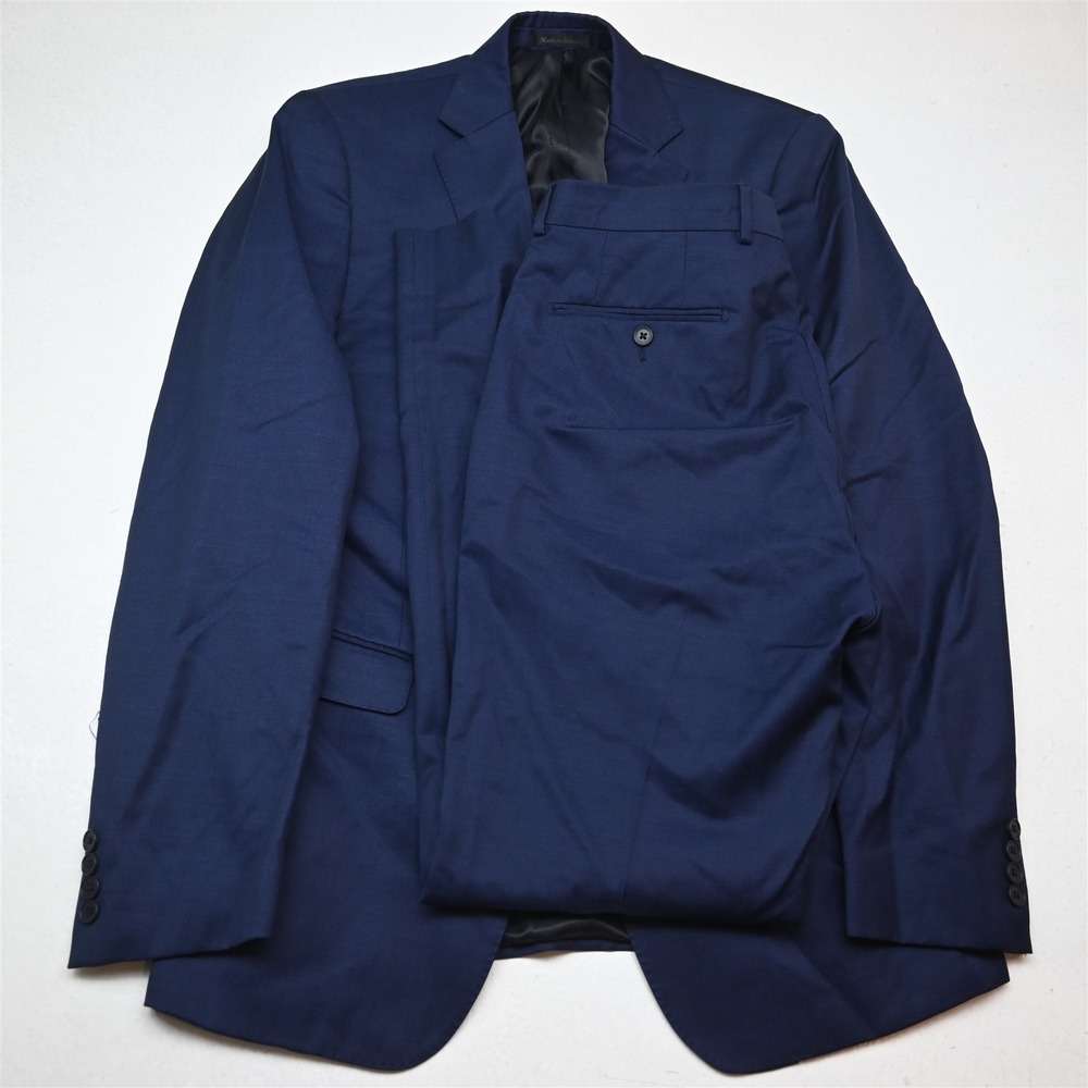 Calvin Klein 40L 34x34 Blue 100% Wool Mens Jacket Pants Suit